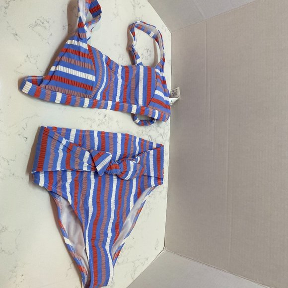 NWT Jessica Simpson Striped Two Piece swimsuit - Picture 2 of 6